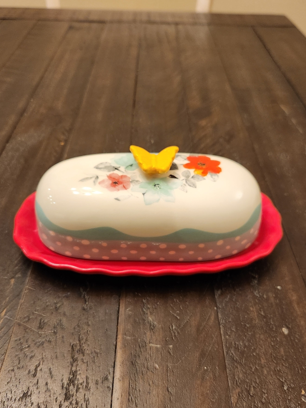 The Pioneer Woman Flea Market Floral 6.4-inch butter dish